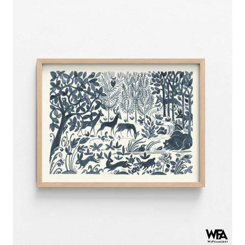 Forest Life II par Miranda Thomas, H 24 po x l 32 po, Oui, Cadre photo simple brun clair