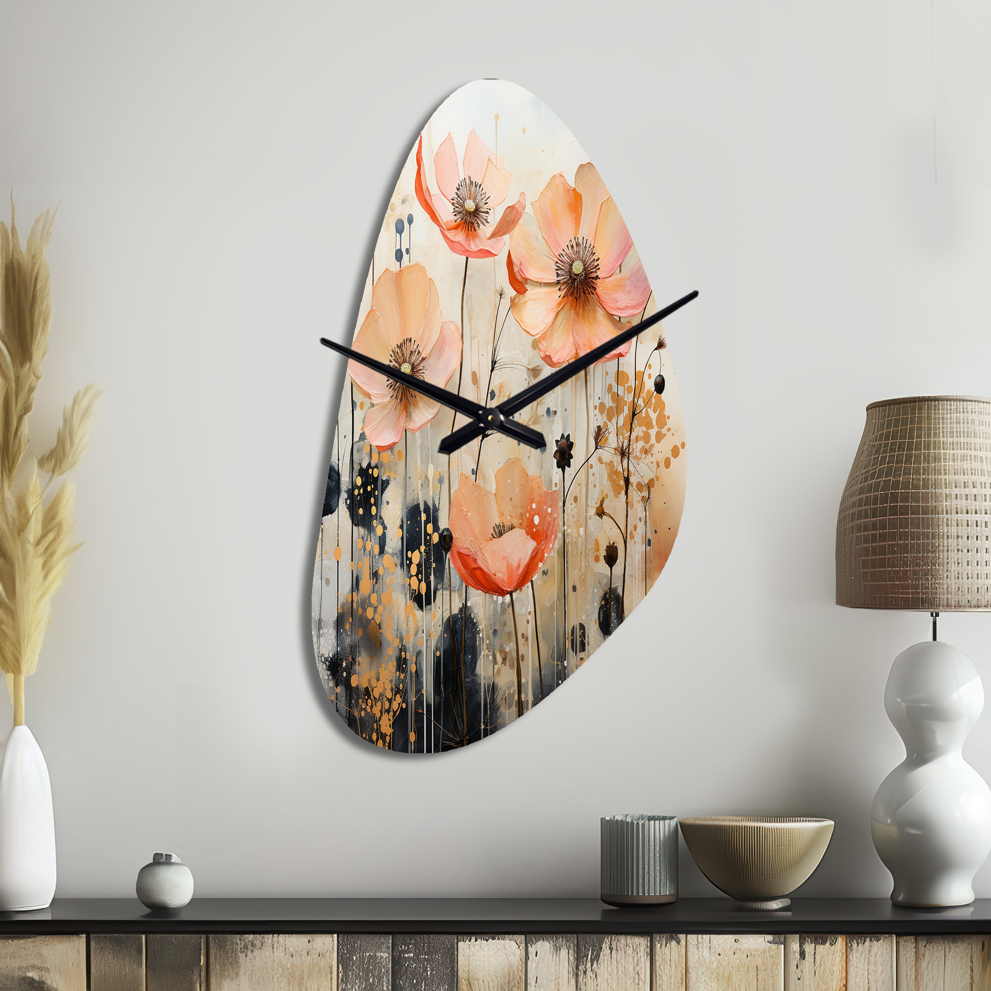 Design Art Peach Blossoming Abstractions I - Botanicals Asymmetrical ...