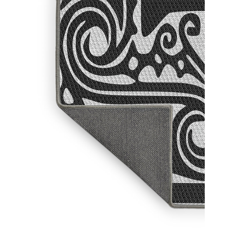 Tapis noir tissé à la machine, Rectangle 7 pi x 10 pi