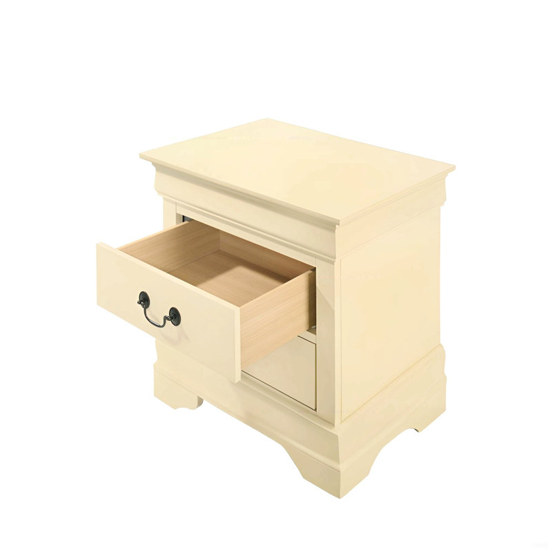 Table de chevet classique beige avec tiroirs