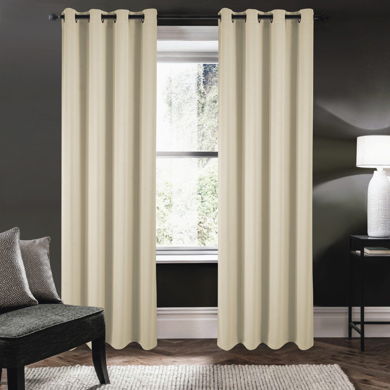 Fitnat 100% Blackout Window Curtain Panel, 52" W x 63" L, Beige