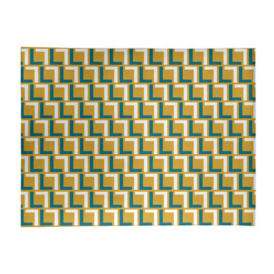 Tapis géométrique jaune / vert / blanc