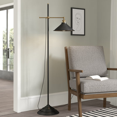 Lenius 155cm Antique Brass/Black Swing Arm Floor Lamp