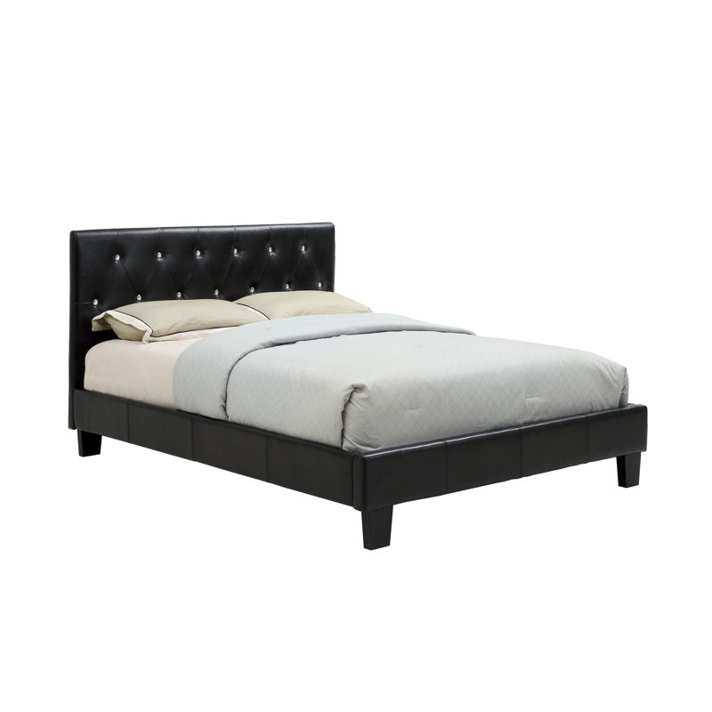 Devis Vegan Leather Platform Bed, California King, Black