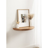 Canvey Half Moon Solid Wood Floating Table Shelf