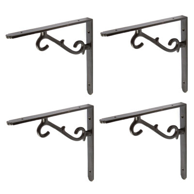 Hammer & Tongs - Scroll Iron Shelf Bracket - D205mm - Black