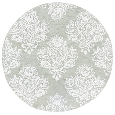 Darrold 619 Hand Tufted Wool/Viscose/Cotton Damask Indoor Use Only Rug in Sage/Ivory