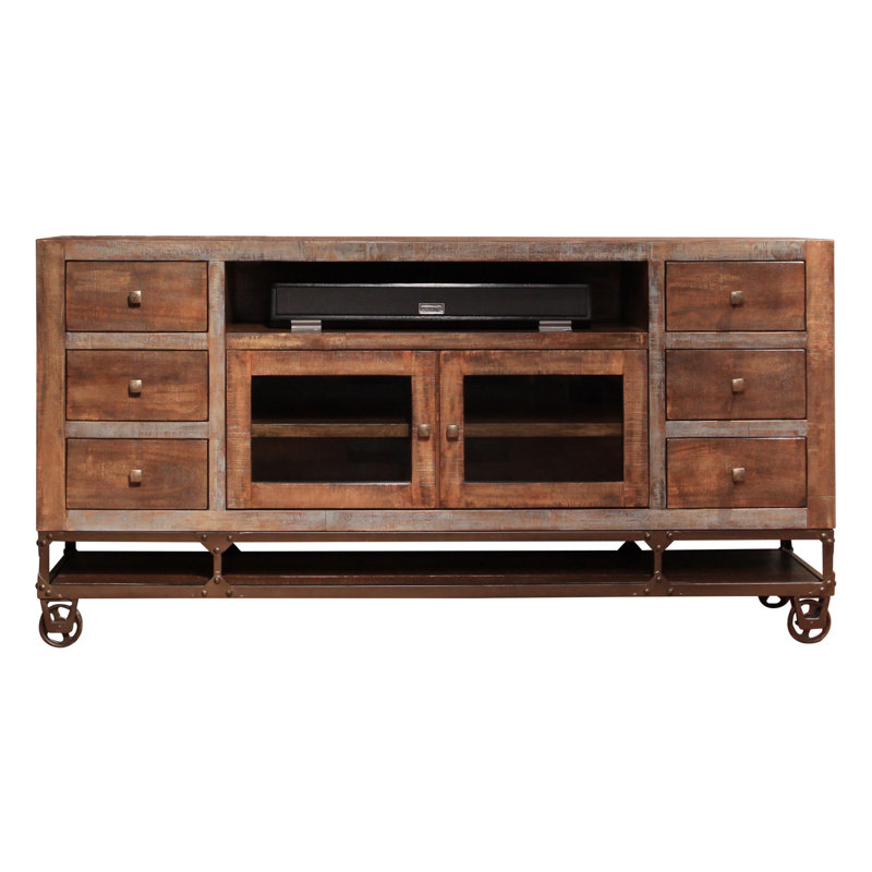 Crédence de rangement mobile en bois massif de 76 po de largeur Juanice