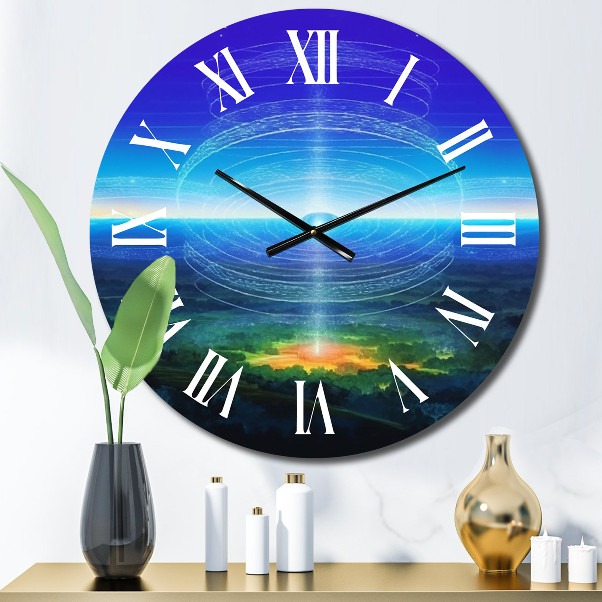 Design Art Universal Frequency Cosmic Horizon Metal Wall Clock | Wayfair