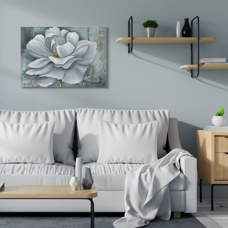 «Blue Flower Bloom» par Heinz Schollehammer, reproduction d'art, Toile tendue, H 30 po x l 40 po x P 1,5 po