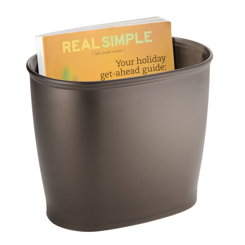 iDesign Kent Oval Waste Can, Trash Can for Bathroom, Bedroom, Office, Dark Gray