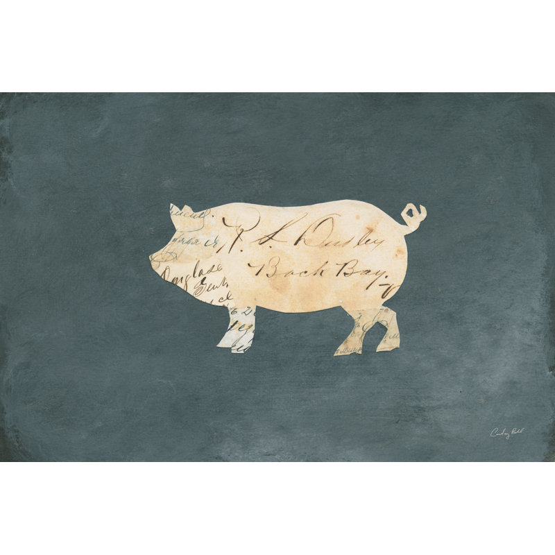 Le Cochon Cameo by Courtney Prahl - Typography Print, 20 cm H x 30 cm W, Black Floater Framed