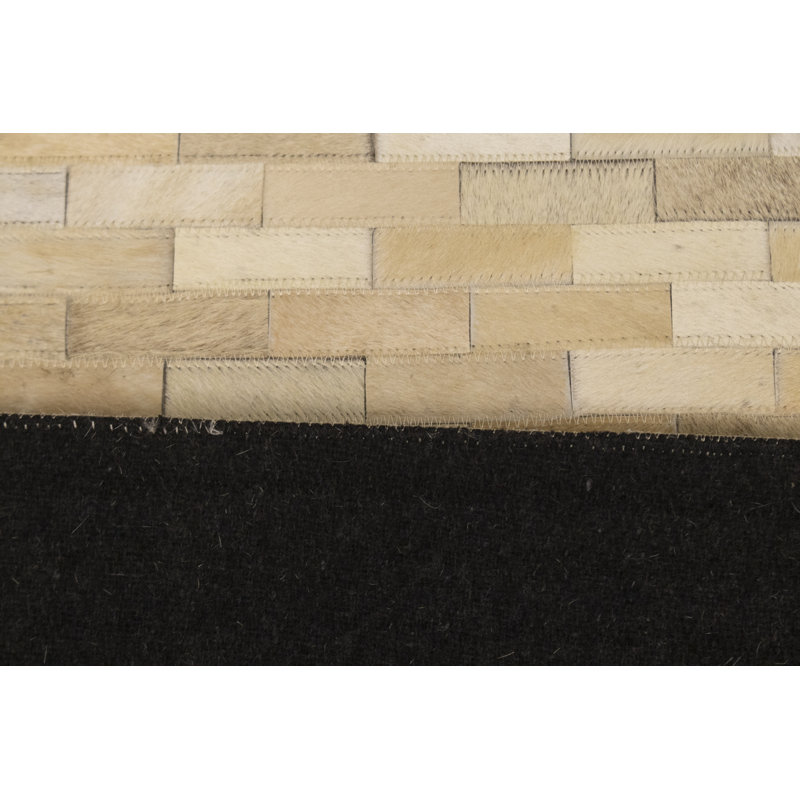 Tapis beige et moderne en cuir 4X6, Rectangle 5 pi x 8 pi