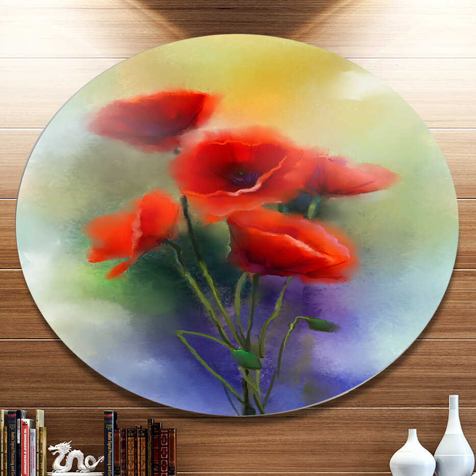 DesignArt Watercolor Red Poppy Flowers Painting - Unframed Print