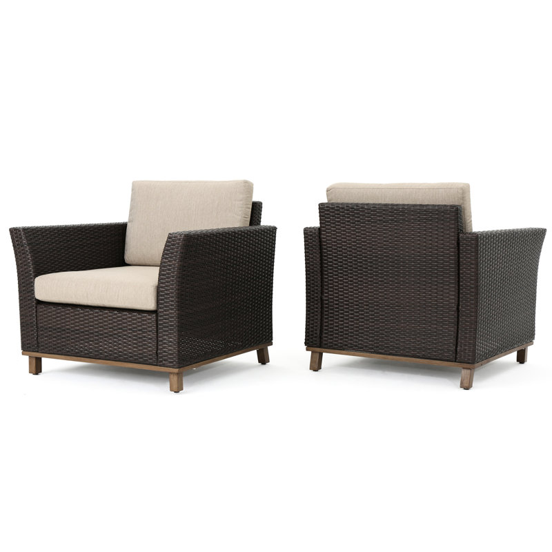 Single - Luxury Outdoor Chair Piece. Brown Pe , Iron, Waterproof Fabric . 30.92 In Wide, 28.02 High, 28.22 Lb. Perfect For Patio, Porch, Backyard, Poolside Stylish Relaxation. & Iron With Fabric.