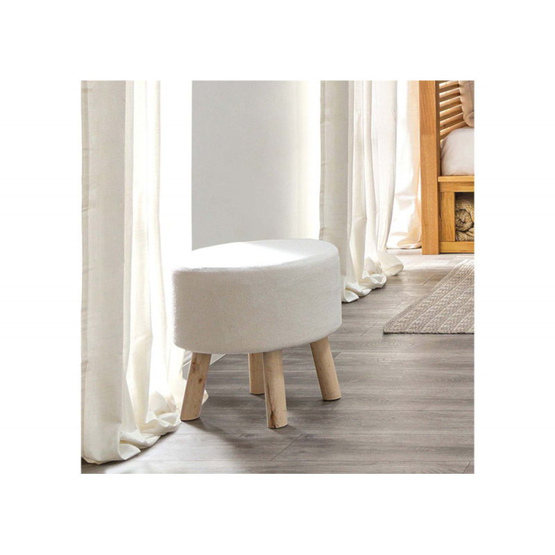 Ensemble de 2 tabourets contemporains, rembourrés de mousse et de polyester, avec pieds en bois inclinés pour un confort moderne