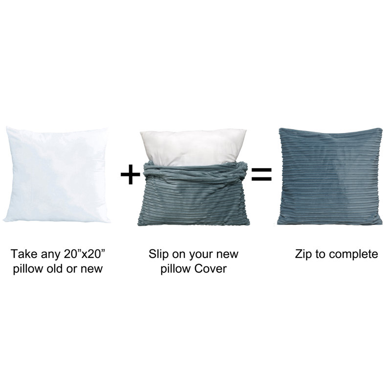 Housse de coussin carré en flanelle nervurée, Sarcelle aile bleue