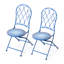 Ensemble de 2 chaises bistro bleues pliantes en métal avec siège en céramique 36,5 "de hauteur