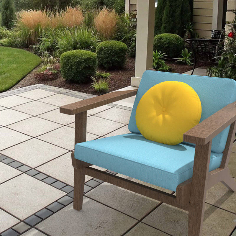 Coussin décoratif intérieur / extérieur Sunbrella, housse de coussin ronde de 16 pouces avec insert, Rond 16 po, Jaune