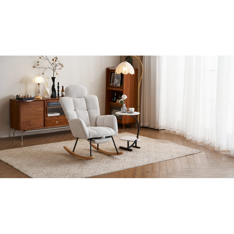 Chaise berçante en tissu avec repose-pieds Teddy