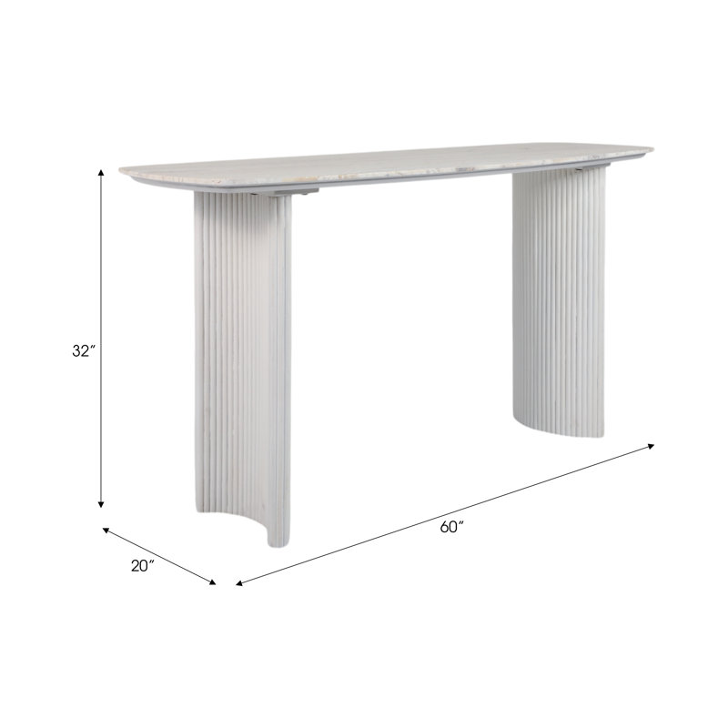 Sagebrook Home 60" Catalina Travertine & Fluted Wood Console Table