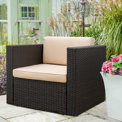 Wicker Outdoor Lounge Chair with Cushions