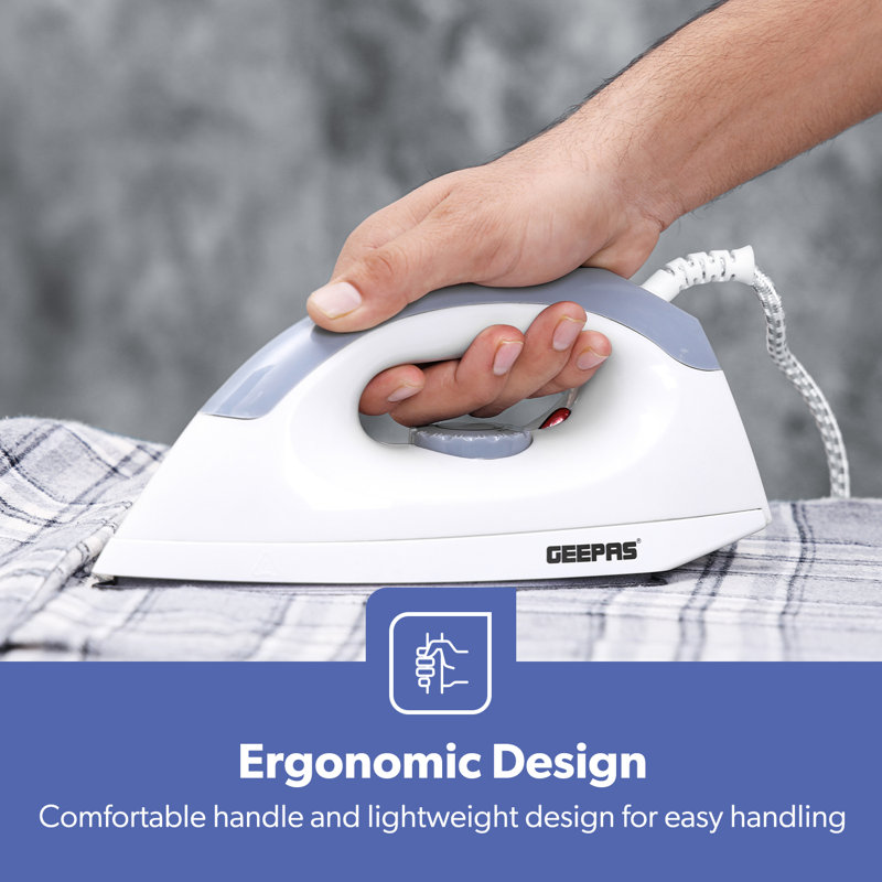 GEEPAS Dry Iron Clothes Lightweight Electric Press, 1200W - White, Blue