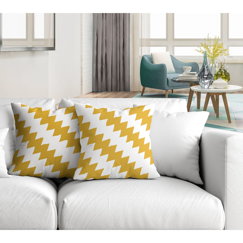 Coussin décoratif intérieur / extérieur, L 19 po x H 19 po, Jaune