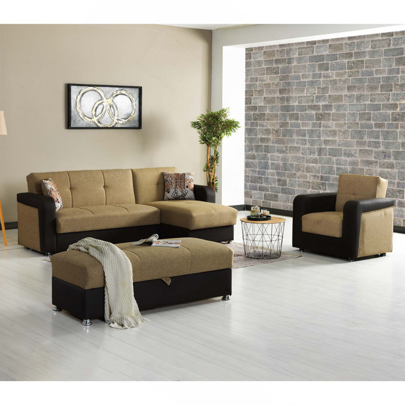 Causeuse convertible avec rangement Primenest Nimbusflow, polyuréthane brun, Brun / brun