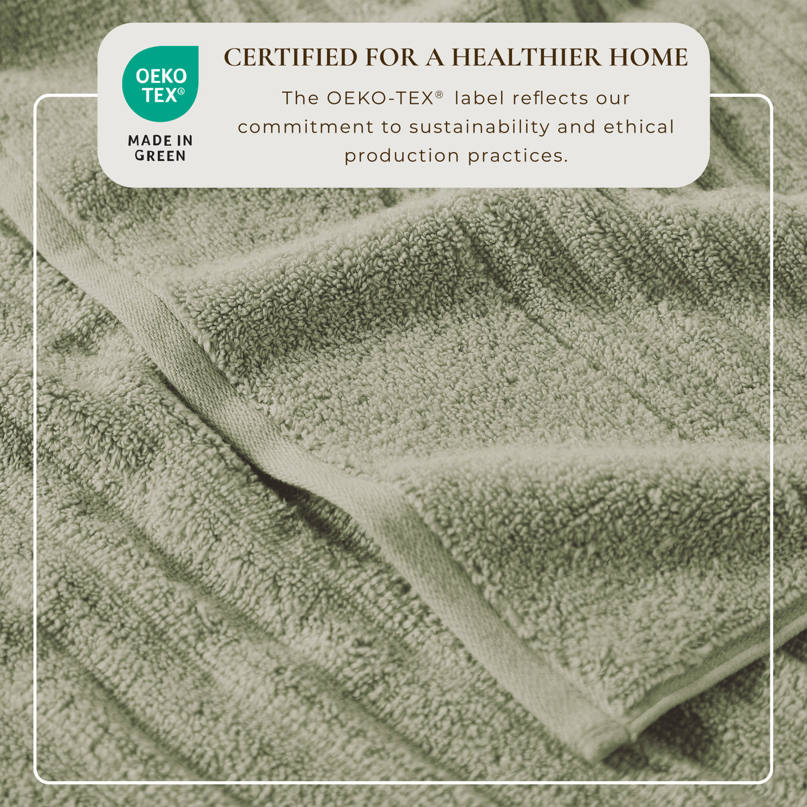 100% Zero-Twist Cotton Ribbed Hand Towels (Set of 6), Bath Towels - 4 Pack, Eucalyptus