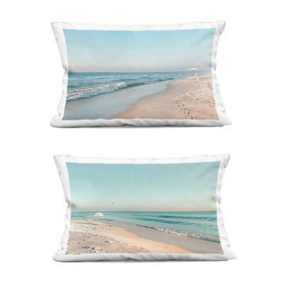 Sunlit Summer Shores 2 Piece Decorative Printed Throw Pillow Set design by Lazar Studio