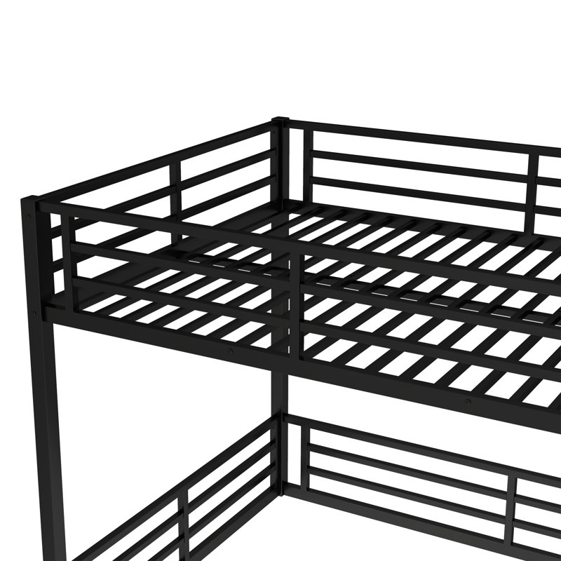 Metal Queen over Queen Bunk Bed for Teens and Adults,Space-Saving/Noise Reduced/No Box Spring Needed,Black, Queen Over Queen