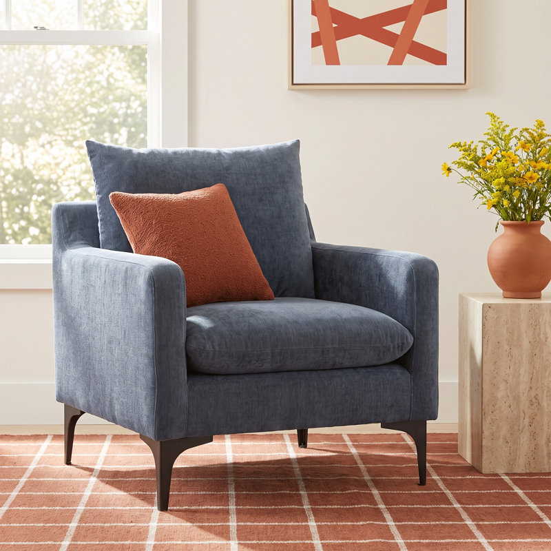 Almena 30" Wide Polyester Armchair, Dusty Blue