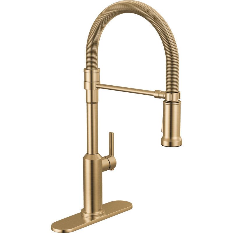 Single Handle Pull-Down Kitchen Faucet With Spring Spout, Lumicoat Champagne Bronze