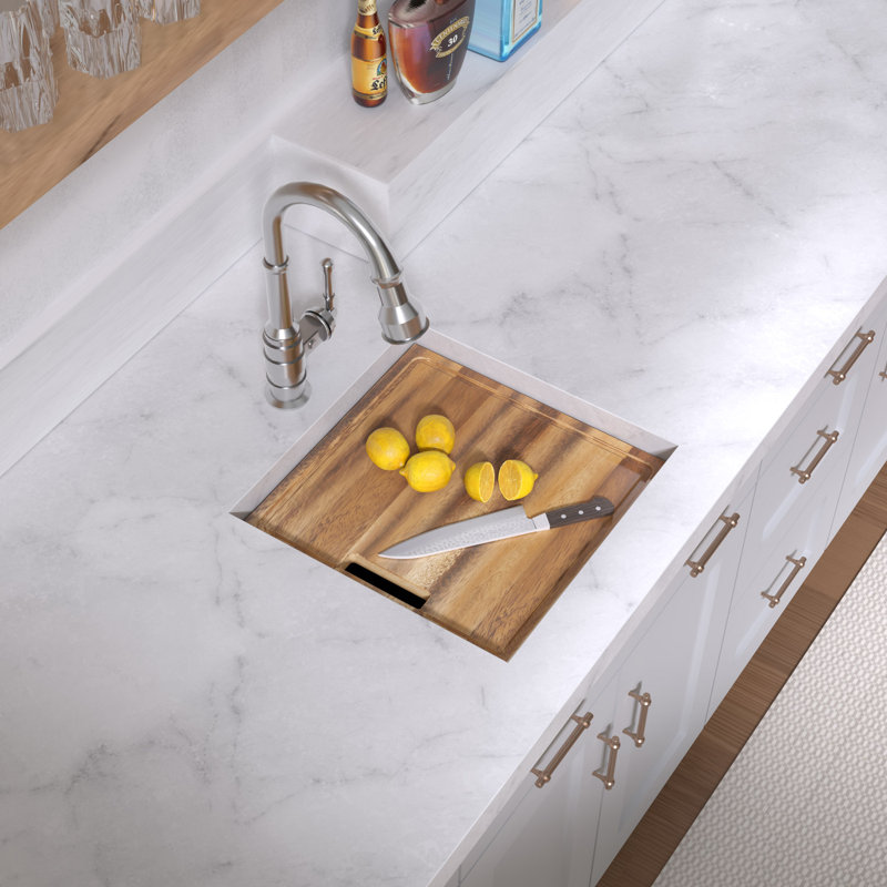 Évier de travail encastré à simple cuve en acier inoxydable de calibre 16 avec accessoires de 18 po Whitehaus, 18"
