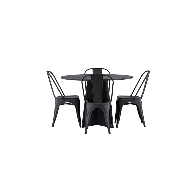 Faulk 4 - Person Dining Set, Black, Black