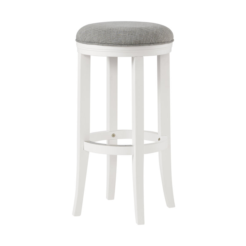 Tabouret de bar et de comptoir en bois d'hévéa Natick, Gris/blanc, 1, Tabouret de bar (siège d'une hauteur de 30 po)