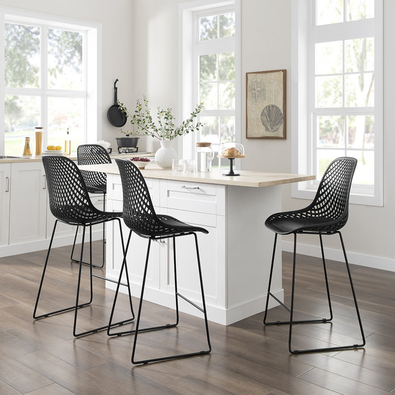 Xdeco Bari 26'' Armless Shell Plastic Counter Stool with Metal Leg ...