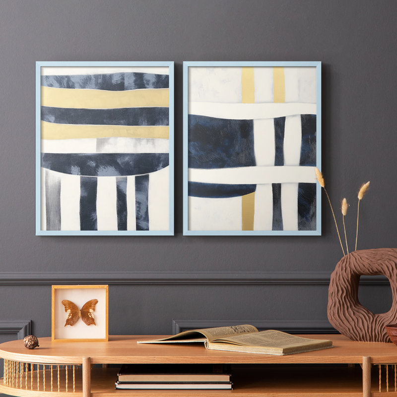 ABSTRACT Series DCCCXCIV-Premium Framed Print -Ready to Hang - No Nails Required - No Nails Required, Blue, 29" H x 46" W