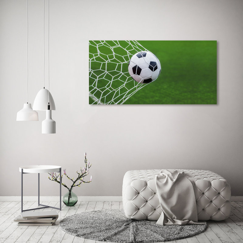 Ball In The Goal - No Frame Print on Canvas, 60cm H x 120cm W, Wrapped Canvas