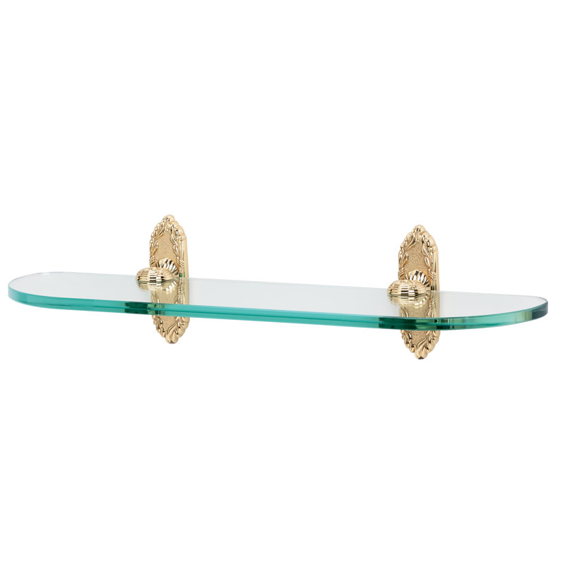 Ribbon and Reed Wall Shelf, Polished Brass, 24" W x 4.75" D