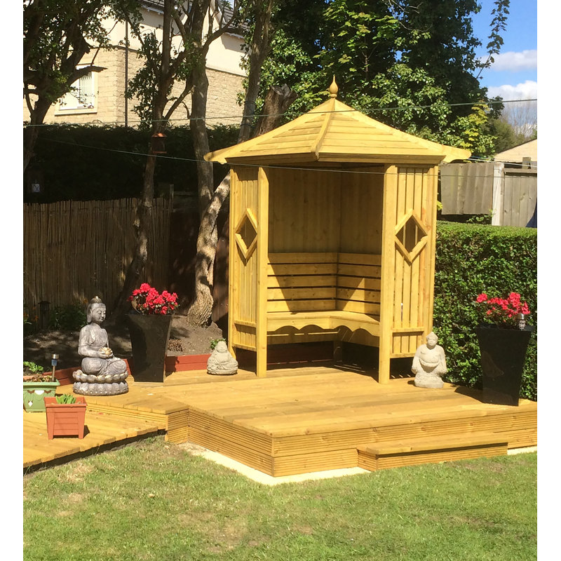 Beley Wooden Corner Arbour Bench, No