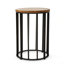 Table d'appoint d'extérieur cylindrique avec plateau rond en bois massif et structure en métal