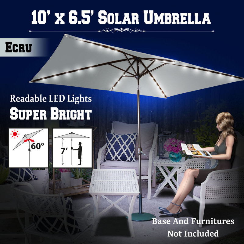 Parasol rectangulaire avec éclairage de 10 pi x 6,5 pi Neoshia, Écru