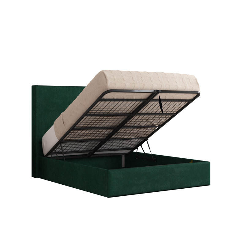 Boiko Upholstered Ottoman Storage Bed, Emerald, Kingsize (5')