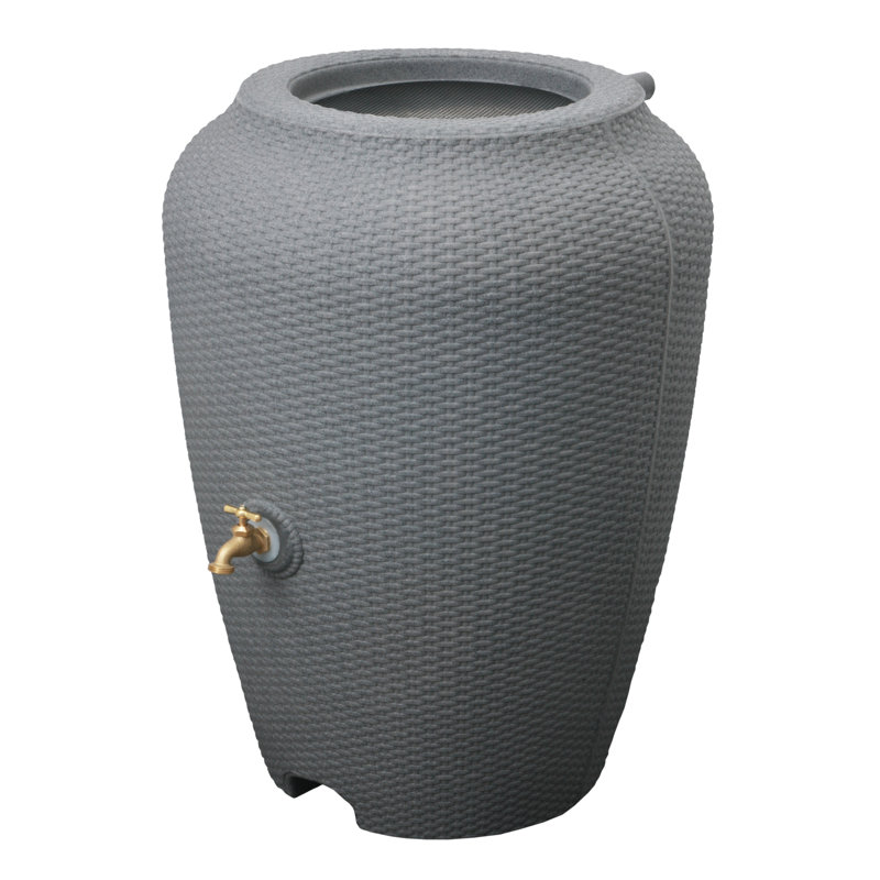Wicker Rain Barrel, 50 Gallon, Warm Gray