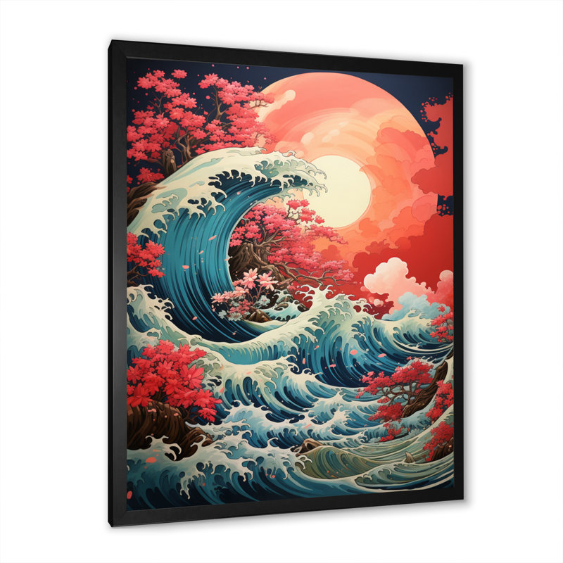 «Dramatic Ocean Waves IV», reproduction sur toile, H 40 po x l 30 po x P 1,5 po, Cadre photo noir