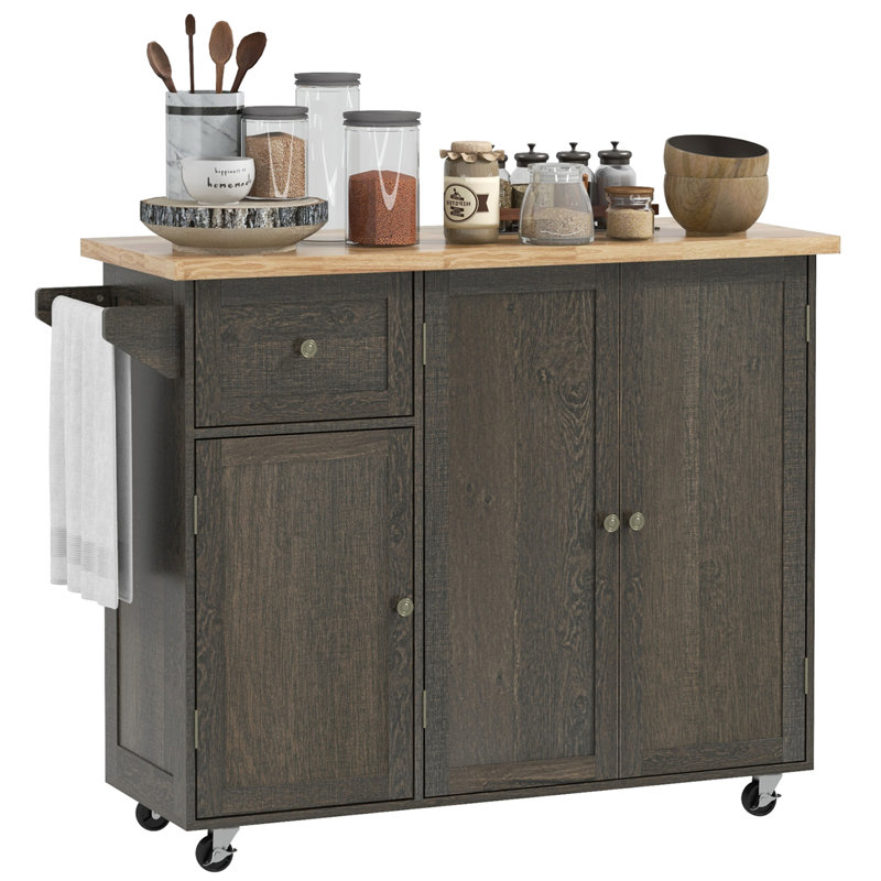 Versatile Rolling Kitchen Island With Multiple Storage And Enhanced Functionality