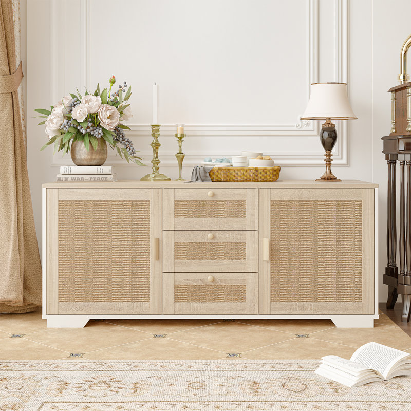 Natural Wood Cat Litter Box Enclosure with Scratching Pad and Drawers