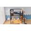 Full Loft Bed with Storage Stairs and Light ,Metal Loft Bed with Canopy Frame and Window Design,High Loft Bed with Wardrobe for Kids Teens